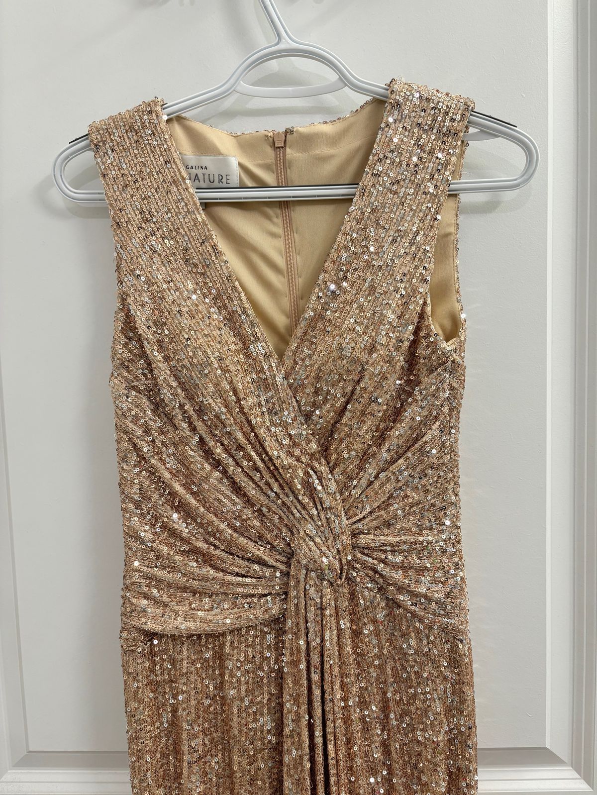 Size 2 Prom Plunge Gold Floor Length Maxi on Queenly