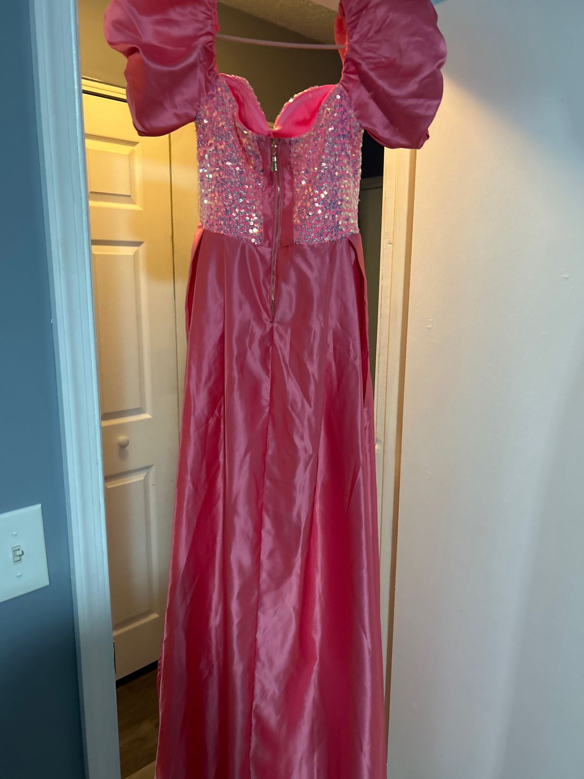Size M Pageant Off The Shoulder Pink Dress With Train on Queenly