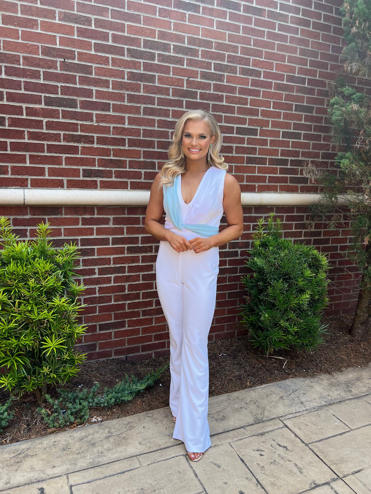 Fernando Wong Size 4 Pageant Plunge White Formal Jumpsuit on Queenly