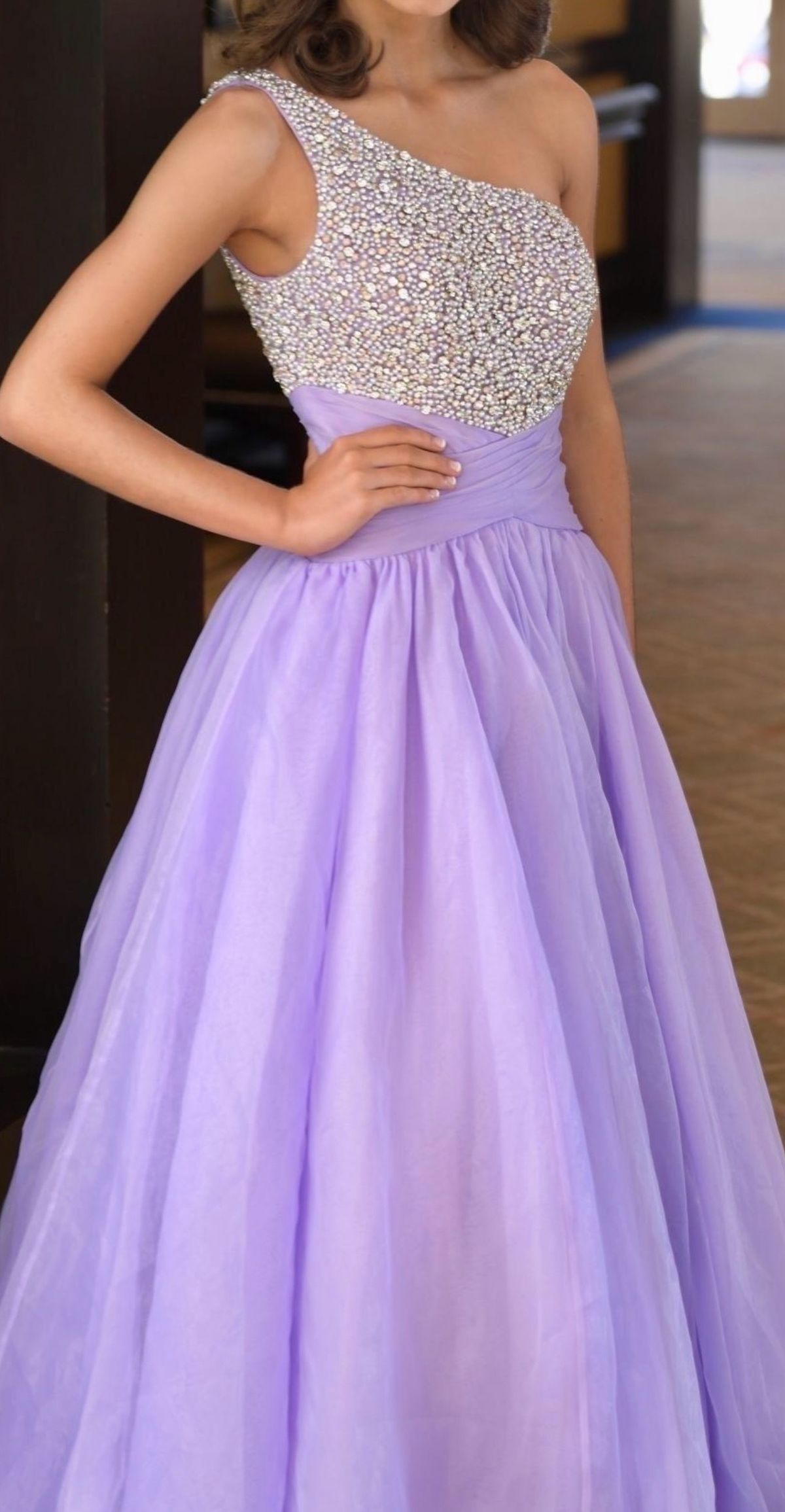Ashley Lauren Size 2 Pageant One Shoulder Purple Ball Gown on Queenly