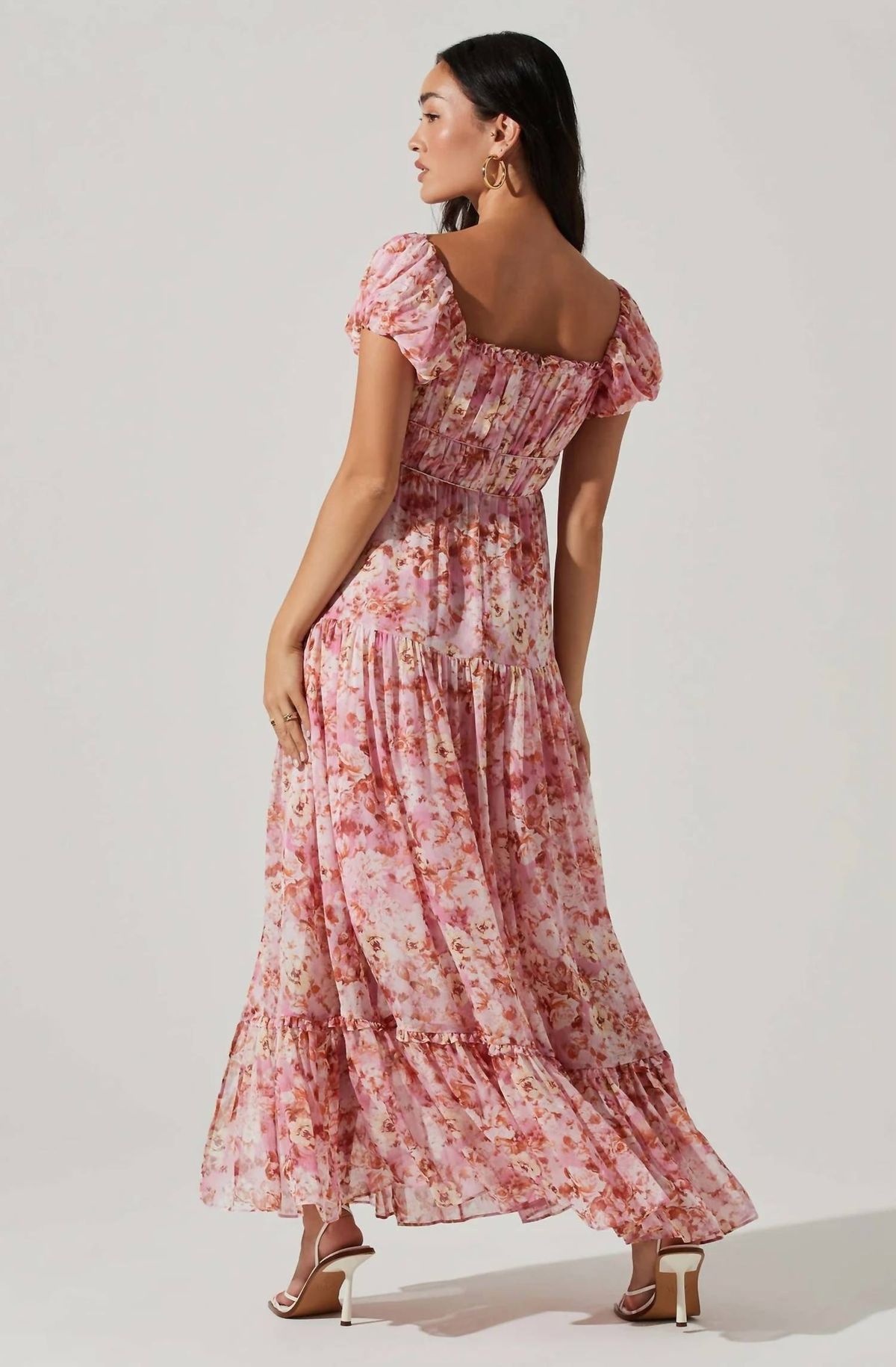 Style 1-1456287409-2696 ASTR Size L Off The Shoulder Floral Pink Floor Length Maxi on Queenly