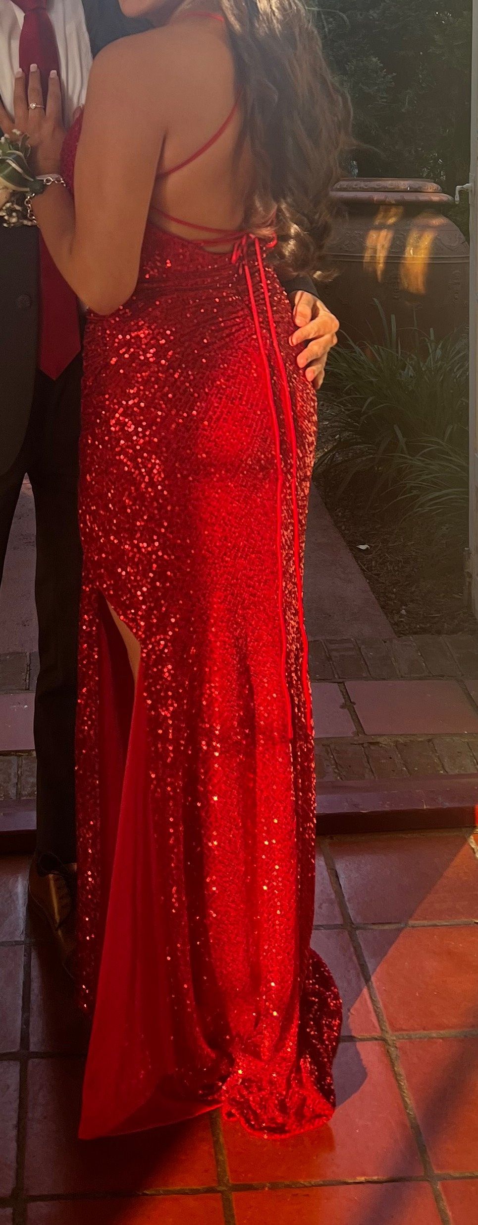 Primavera Size 4 Prom Plunge Red Side Slit Dress on Queenly