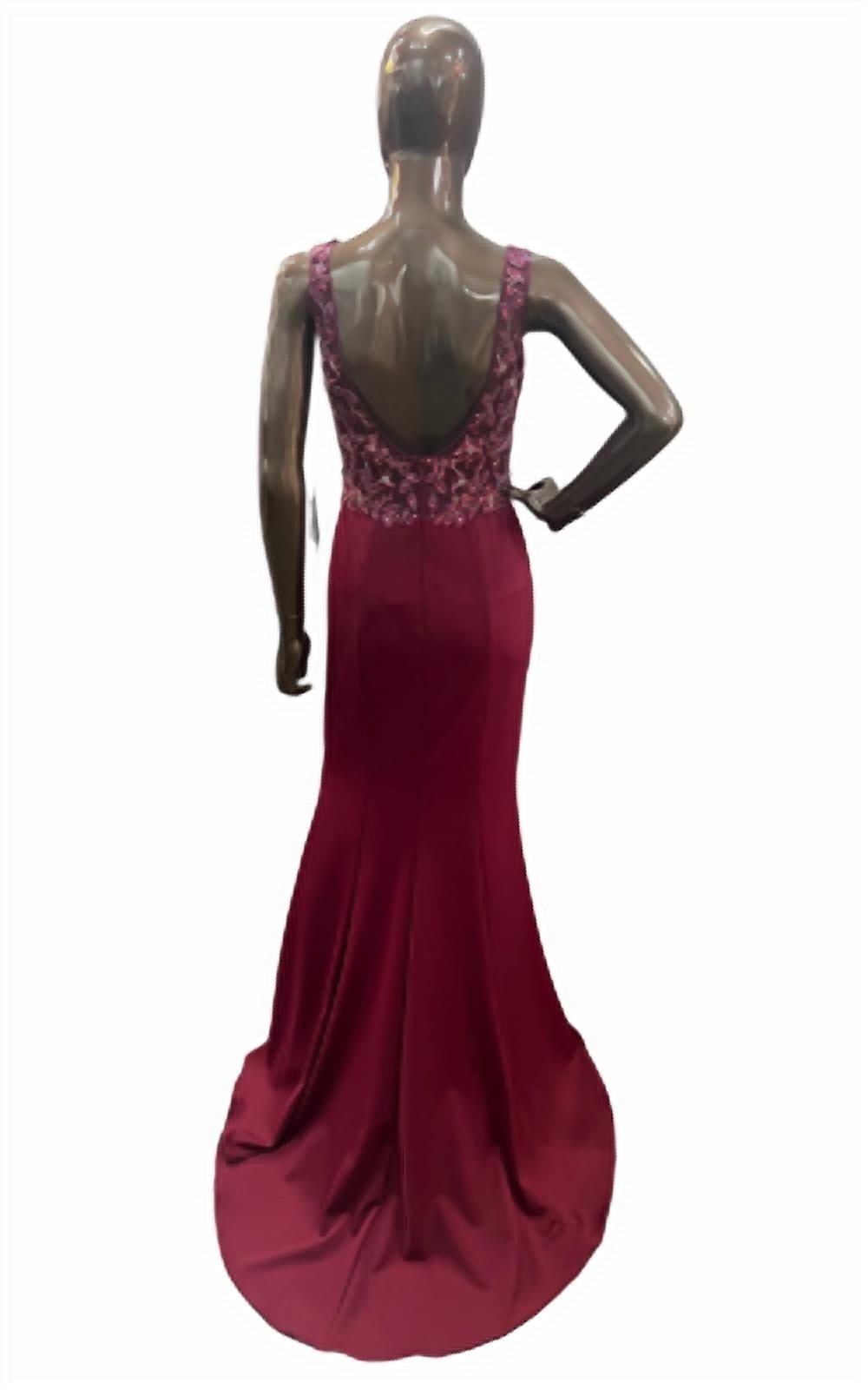 Style 1-1971380531-397 Lucci Lu Size 14 Sheer Red Floor Length Maxi on Queenly