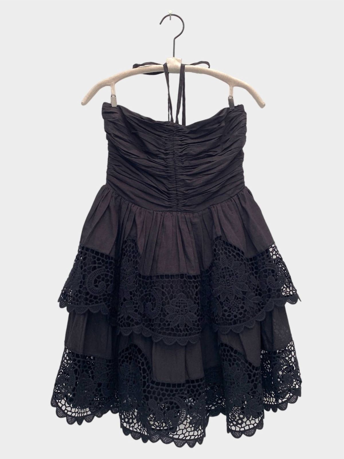 Style 1-2224800211-3681 Ulla Johnson Size 6 Strapless Black Cocktail Dress on Queenly