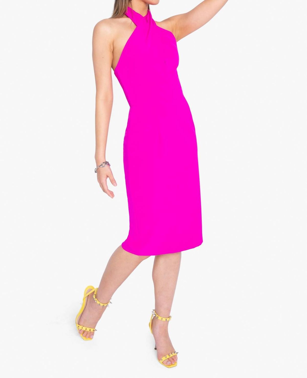 Style 1-3063770742-1901 Black Halo Size 6 Halter Pink Cocktail Dress on Queenly