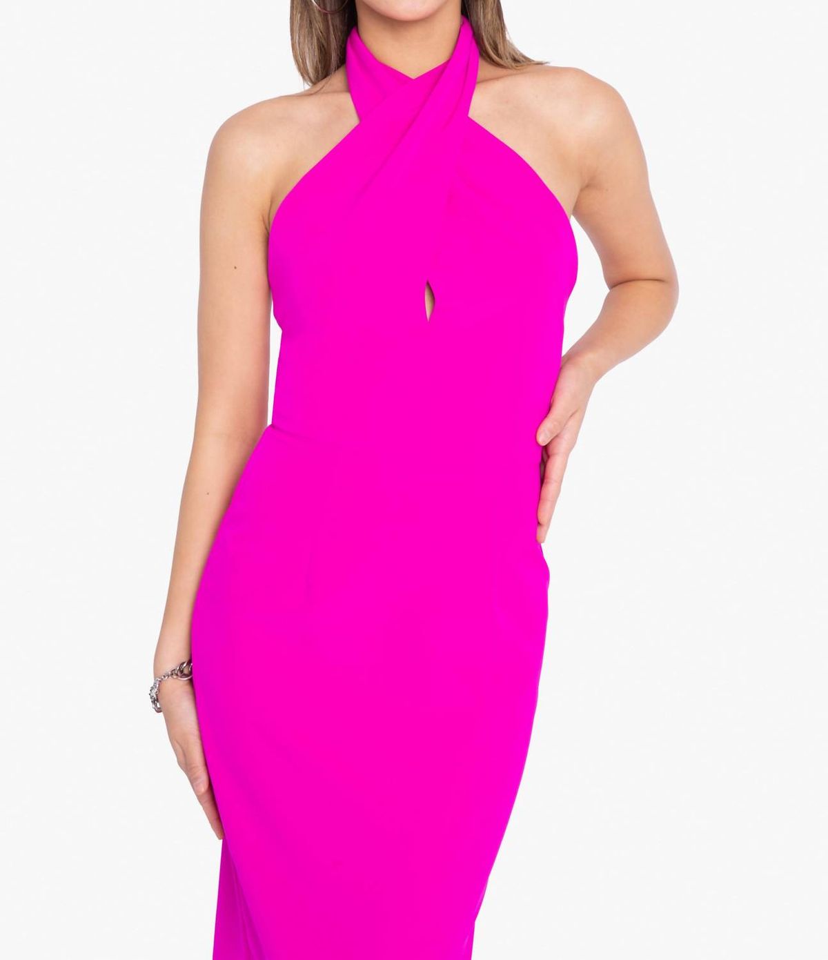 Style 1-3063770742-2168 Black Halo Size 8 Halter Pink Cocktail Dress on Queenly