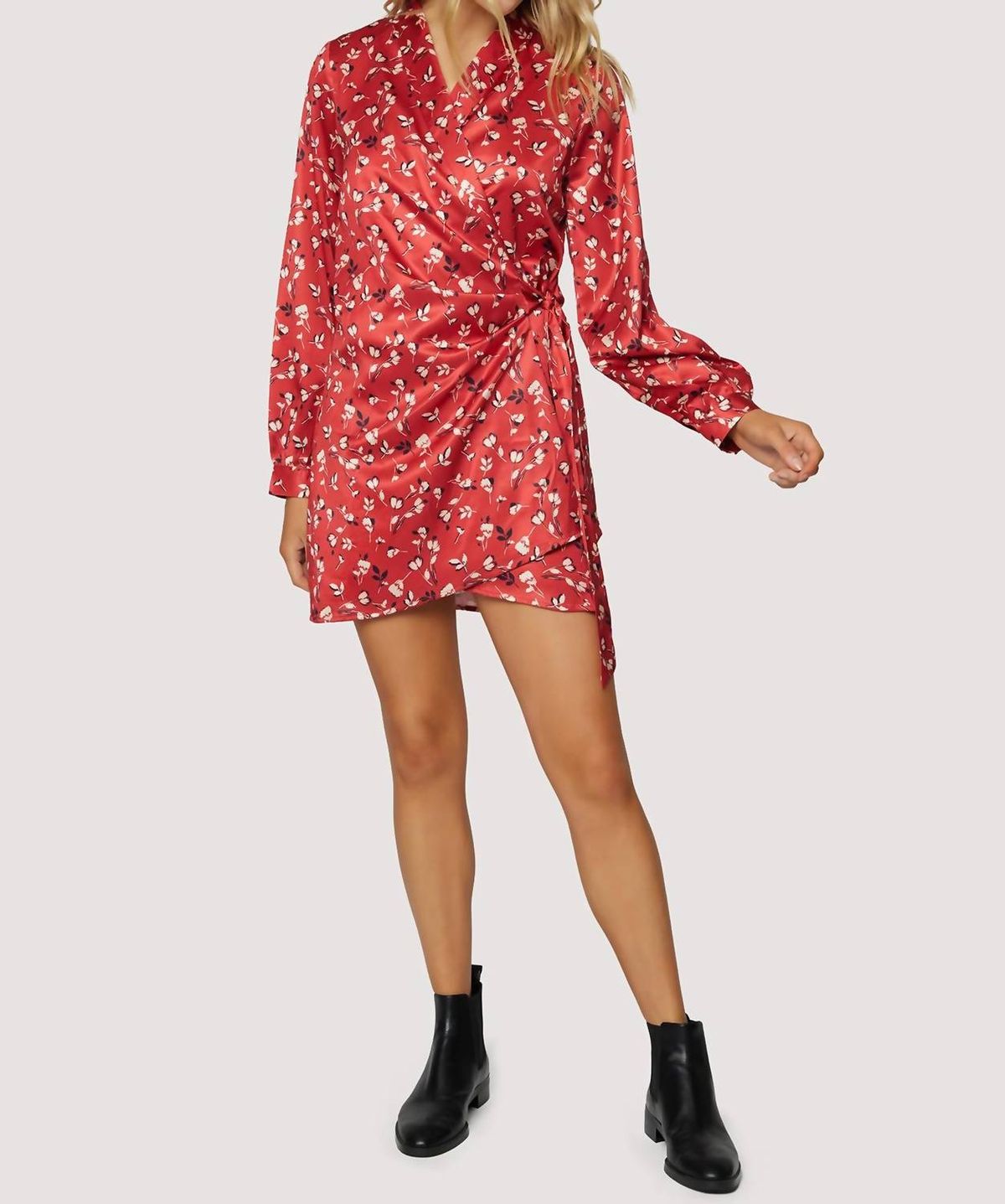 Style 1-3396629632-2696 LOST + WANDER Size L Floral Red Cocktail Dress on Queenly