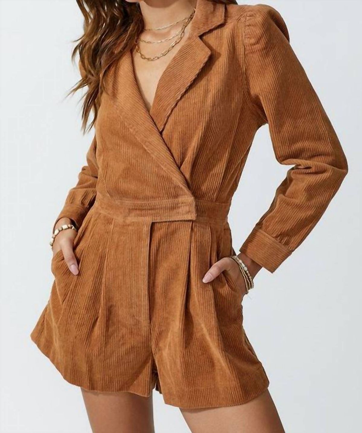 Style 1-3950589075-3471 day + moon Size S Long Sleeve Brown Formal Jumpsuit on Queenly
