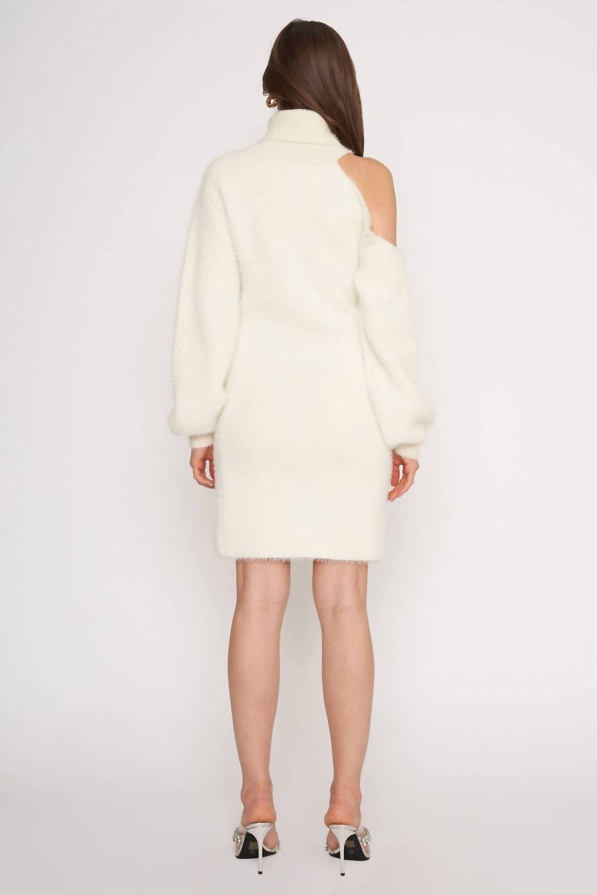 Style 1-507342944-2696 4SI3NNA Size L Long Sleeve White Cocktail Dress on Queenly