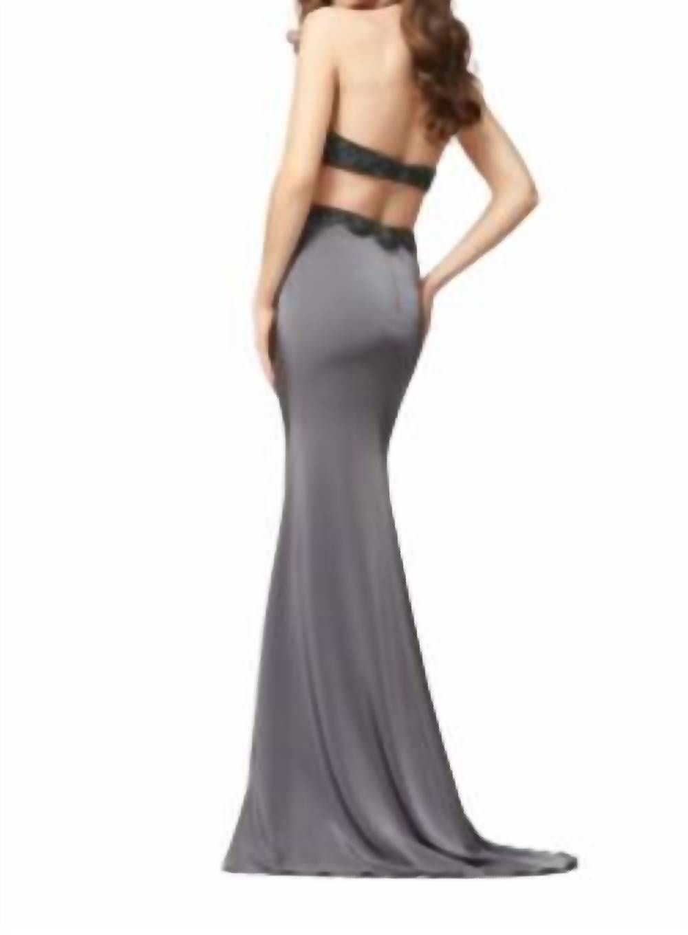 Style 1-560080643-1901 Colette by Mon Cheri Size 6 Halter Gray Floor Length Maxi on Queenly