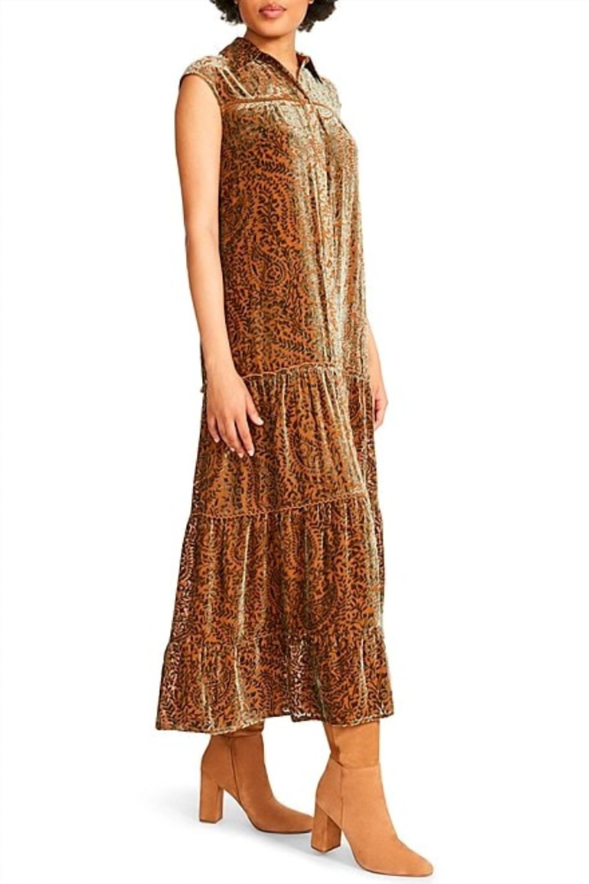 Style 1-575467756-3855 STEVE MADDEN Size XS High Neck Velvet Brown Cocktail Dress on Queenly