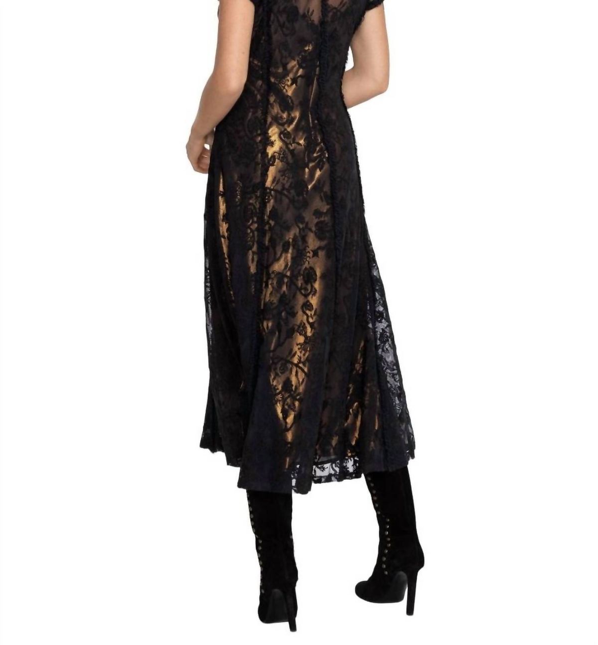 Style 1-802634334-3471 Johnny Was Size S Sheer Black Cocktail Dress on Queenly