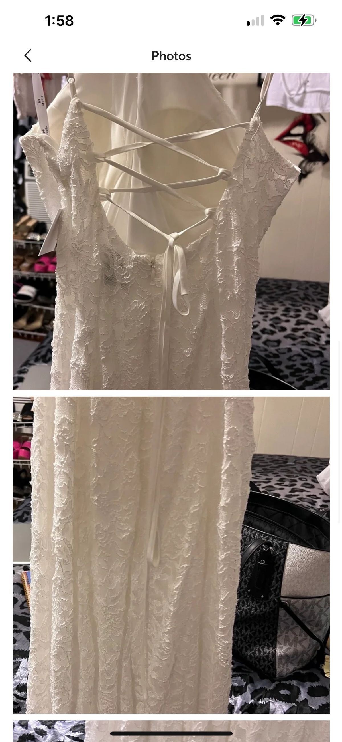 David's Bridal Size 6 Wedding High Neck Lace White A-line Dress on Queenly