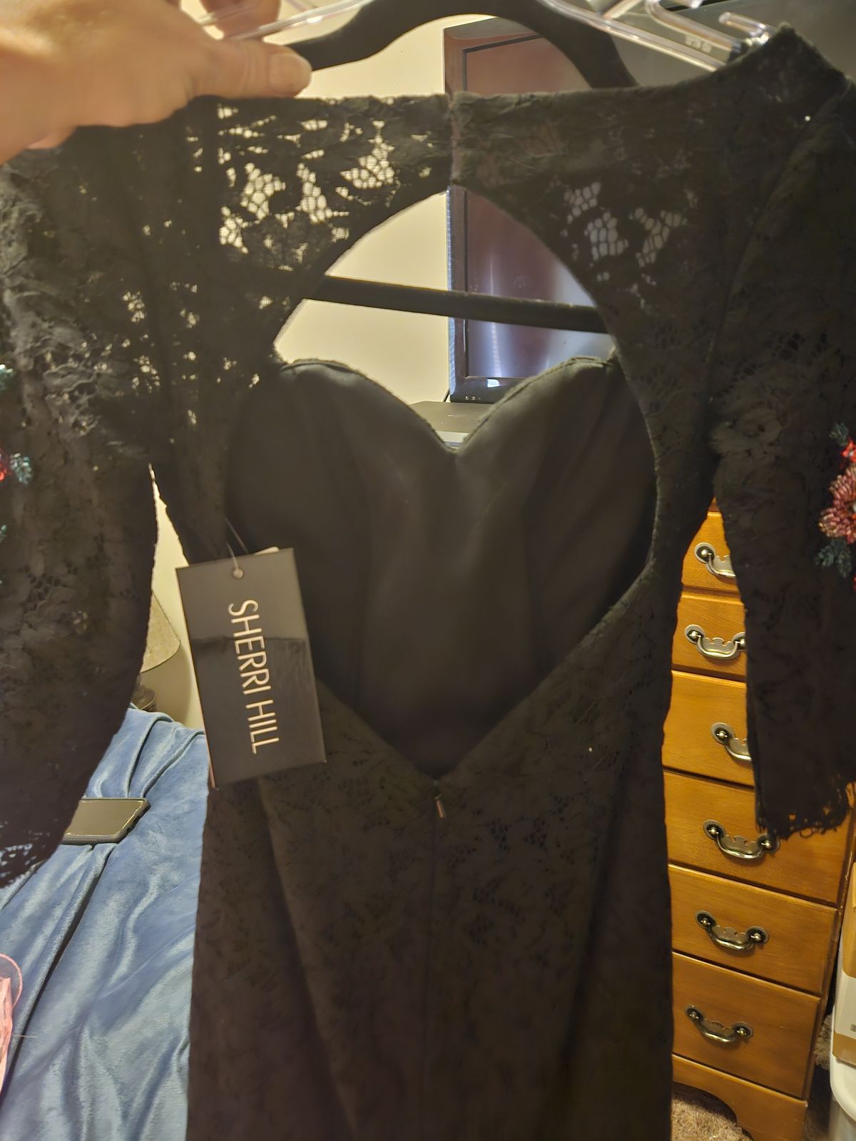 Sherri Hill Size 4 Prom Lace Black Cocktail Dress on Queenly