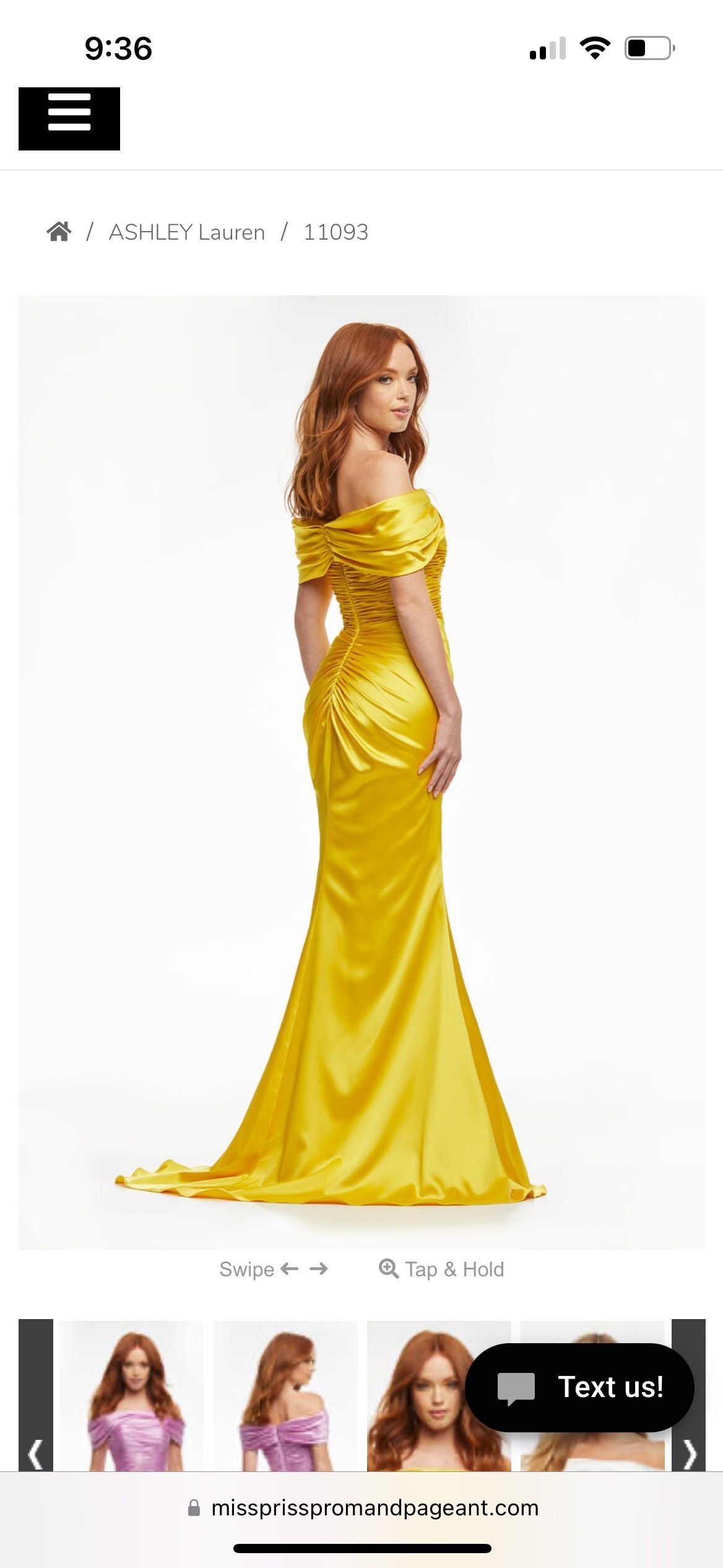 Ashley Lauren Size 4 Pageant Off The Shoulder Yellow Side Slit Dress on Queenly