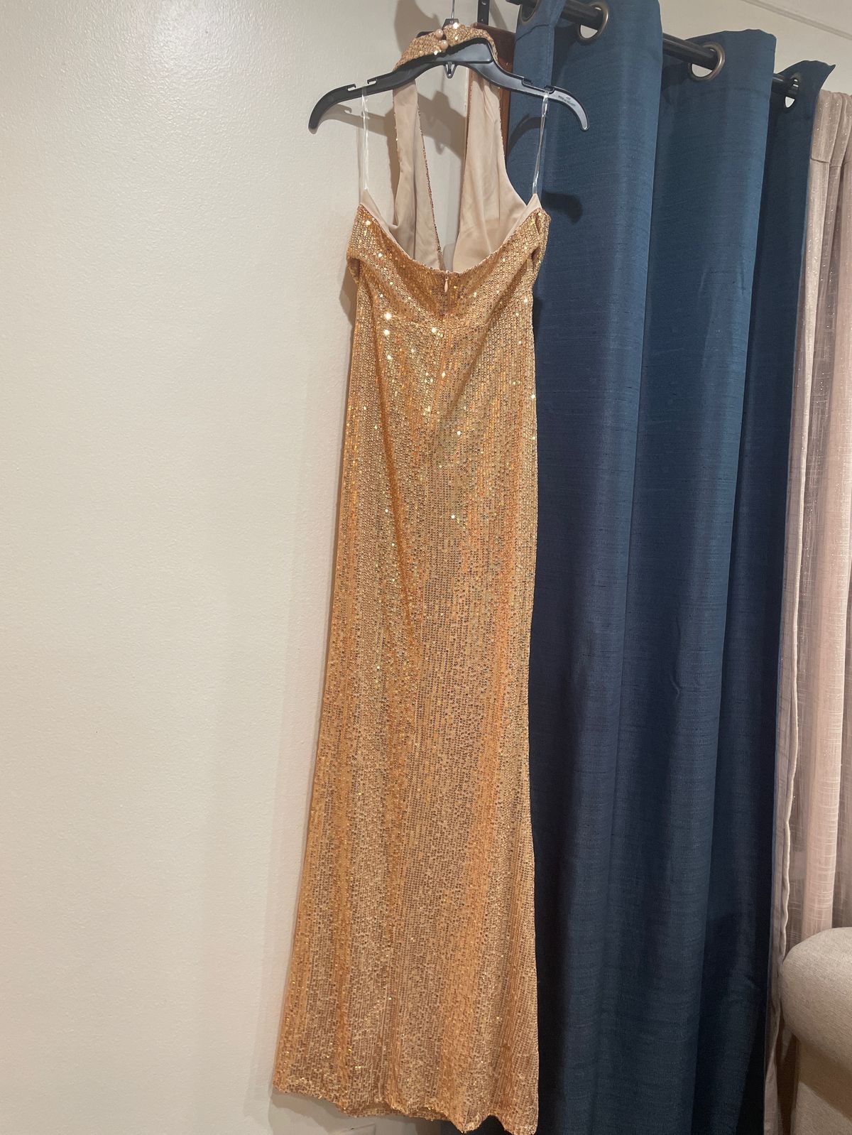 Size S Prom Halter Gold Mermaid Dress on Queenly