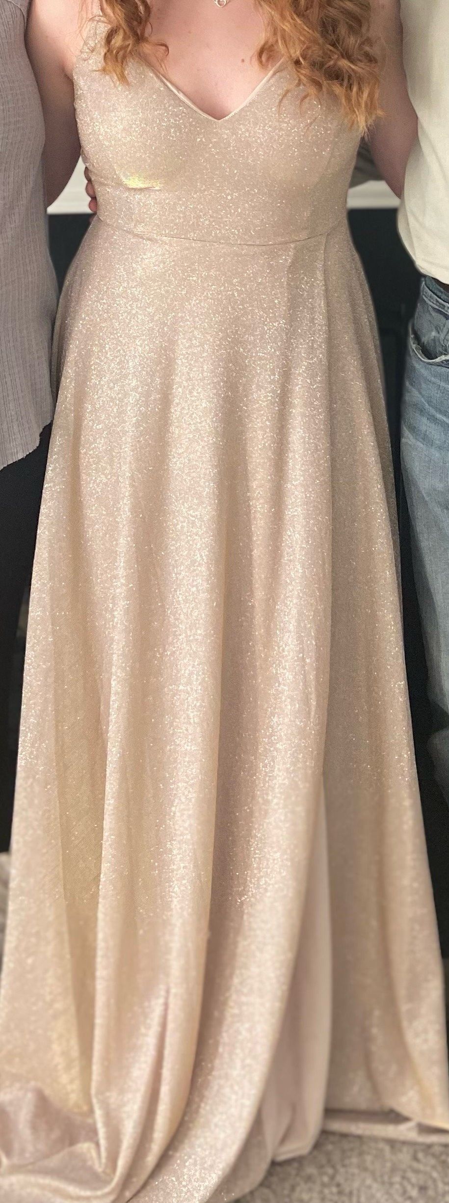 Windsor Size M Prom Plunge Gold Dress With Train on Queenly