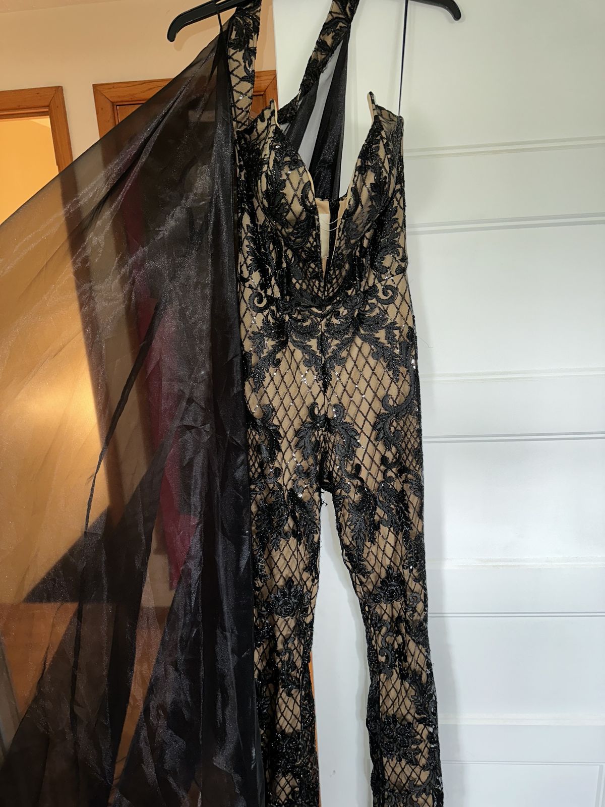 Fernando Wong Size 4 Prom Plunge Black Formal Jumpsuit on Queenly