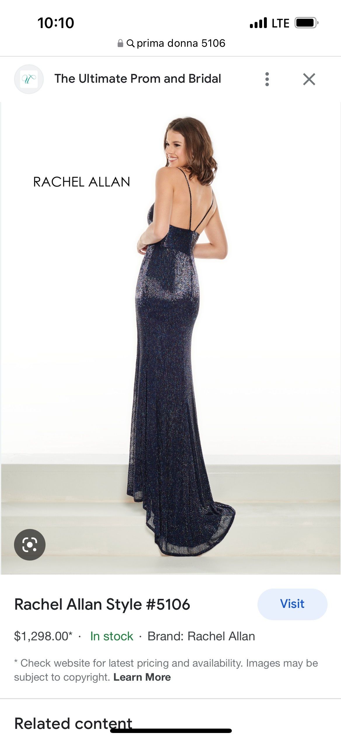 Style Prima Dona 5106 Rachel Allan Size 6 Plunge Blue Side Slit Dress on Queenly