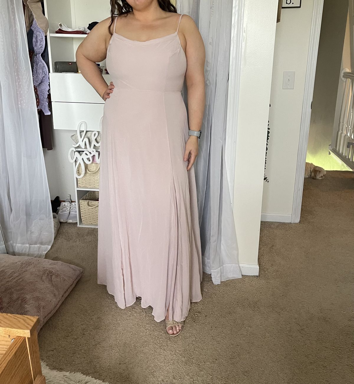 David's Bridal Size 14 Pink Side Slit Dress on Queenly