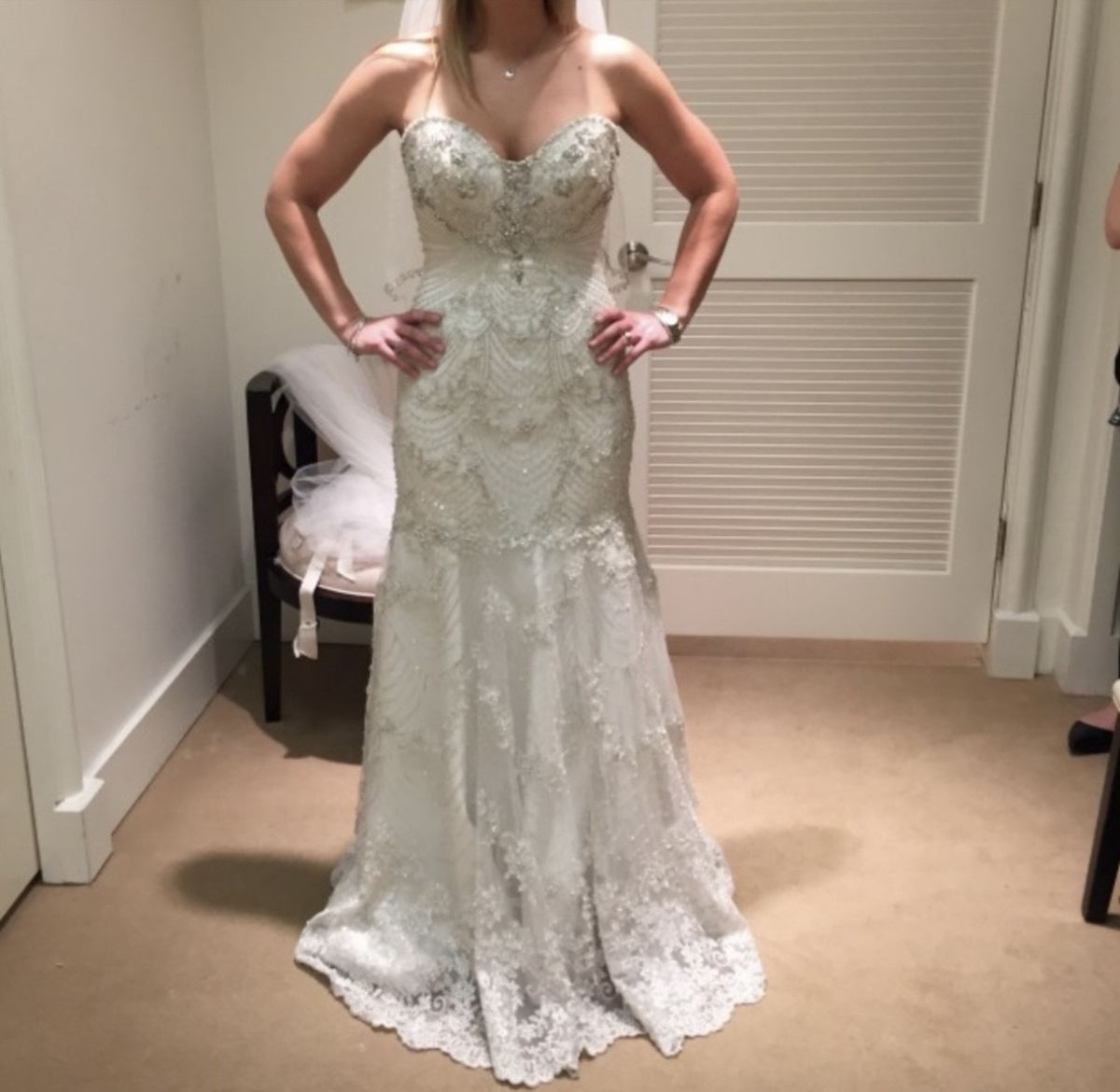 Jolene Size 12 Wedding Strapless White Mermaid Dress on Queenly