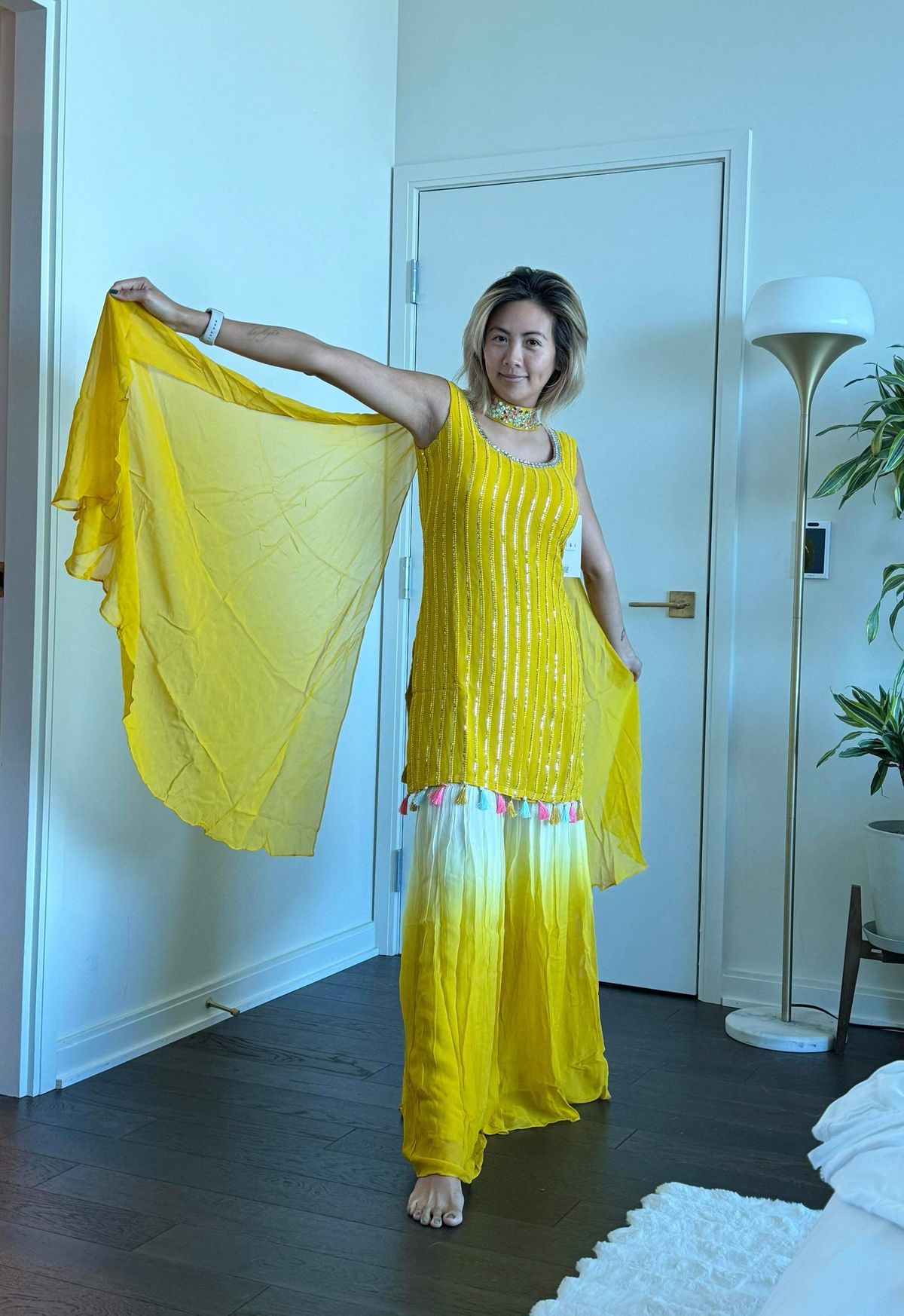 Kalki Size 4 Yellow Formal Jumpsuit on Queenly