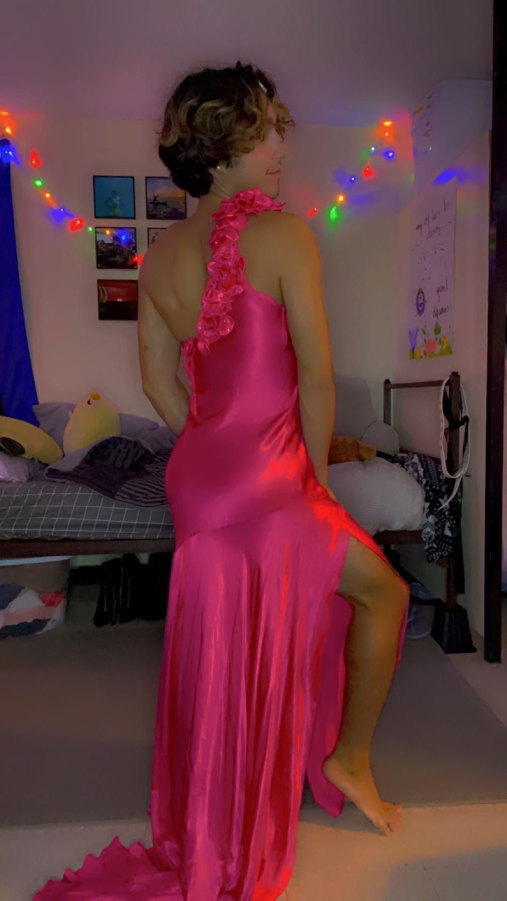 Size 2 Prom One Shoulder Pink Side Slit Dress on Queenly
