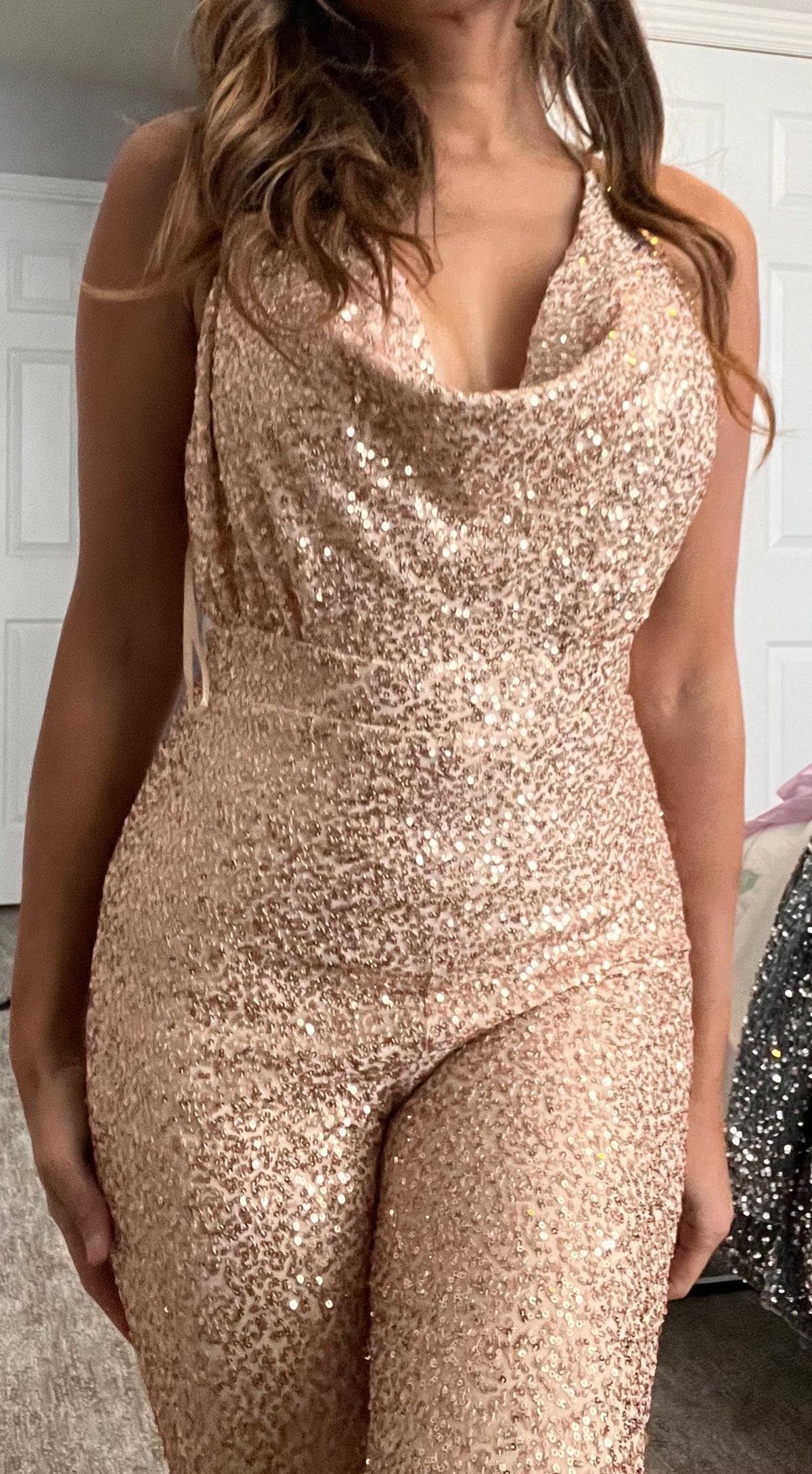 Size 4 Gold Formal Jumpsuit on Queenly