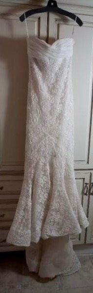 Style 01284101.665.40 Pronovias Size 8 Wedding Strapless Lace White Mermaid Dress on Queenly