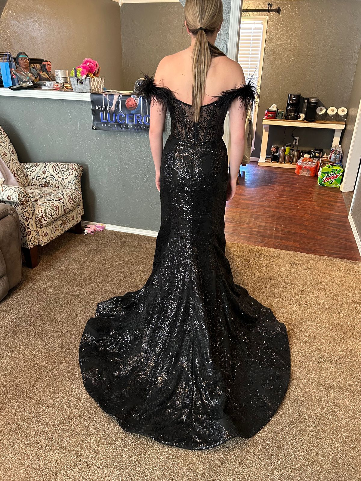 Sherri Hill Size 6 Prom Plunge Black Dress With Train on Queenly