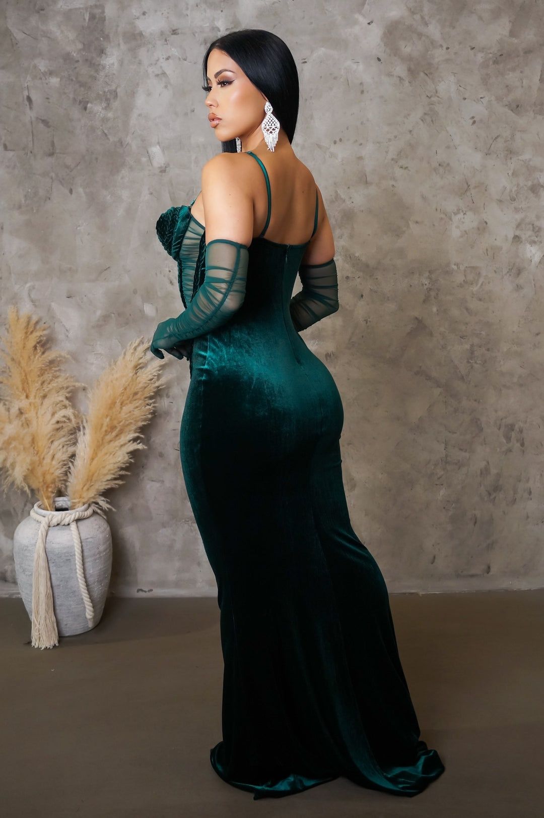 Size 8 Velvet Green Ball Gown on Queenly