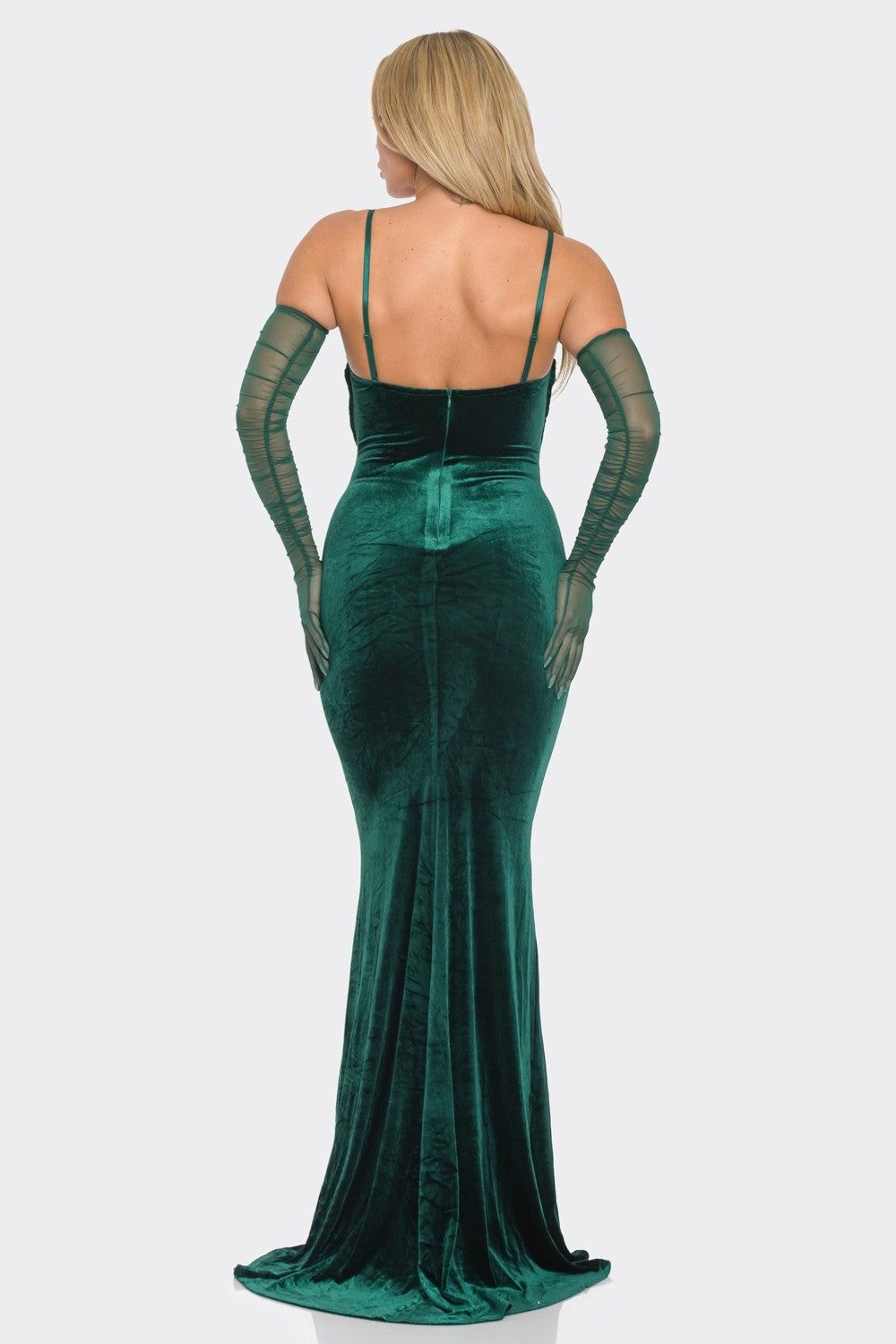 Size 8 Velvet Green Ball Gown on Queenly