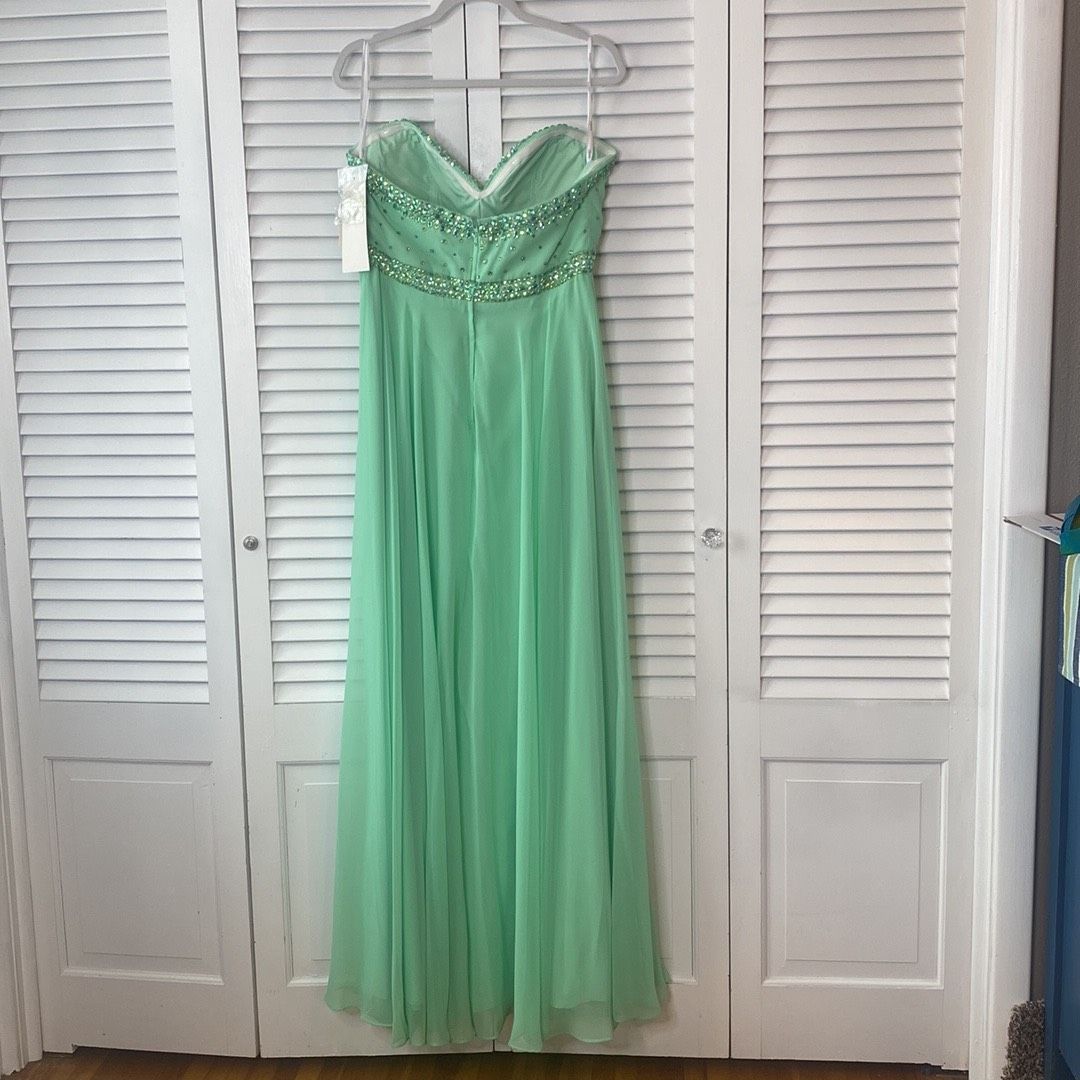 Style 71503 Sparkle Size 14 Prom Strapless Green Floor Length Maxi on Queenly