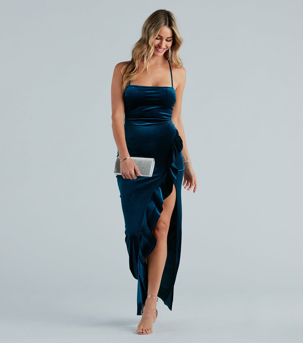 Windsor blue velvet on sale dress