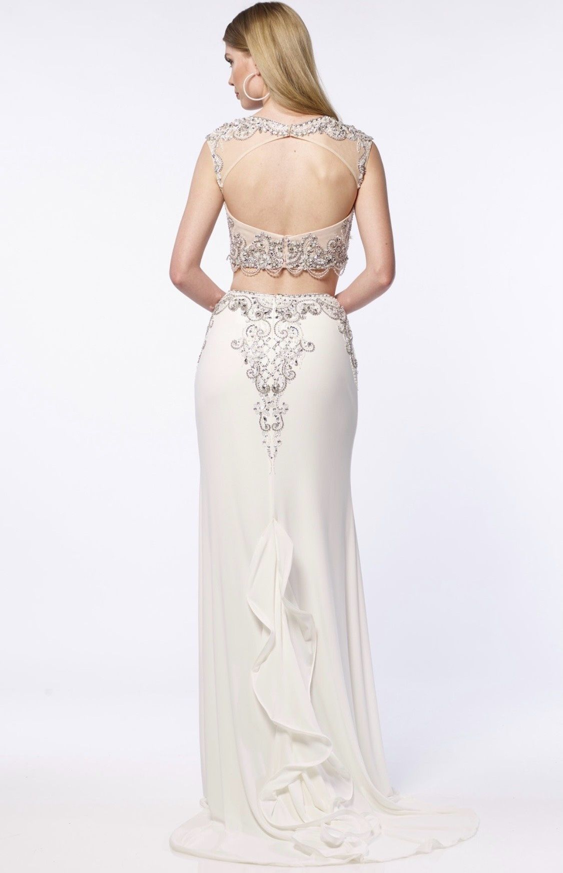 Style 6704 Alyce Paris Size 2 Wedding Cap Sleeve Sequined White Mermaid Dress on Queenly