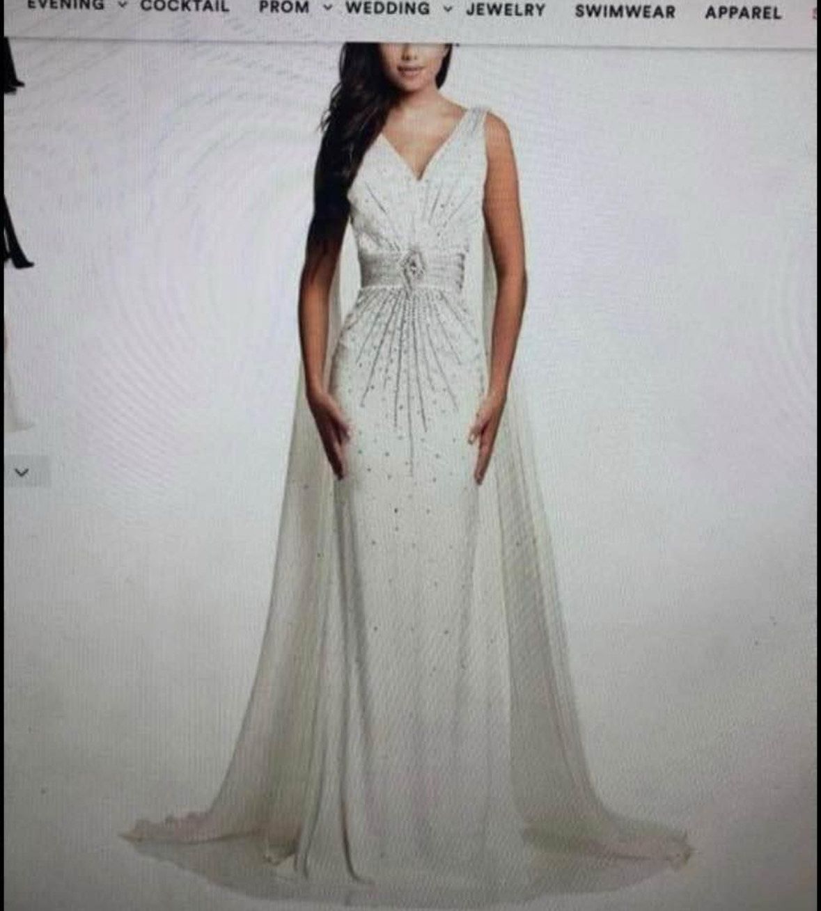 Style 8010 Johnathan Kayne Size 4 Prom Plunge White Mermaid Dress on Queenly