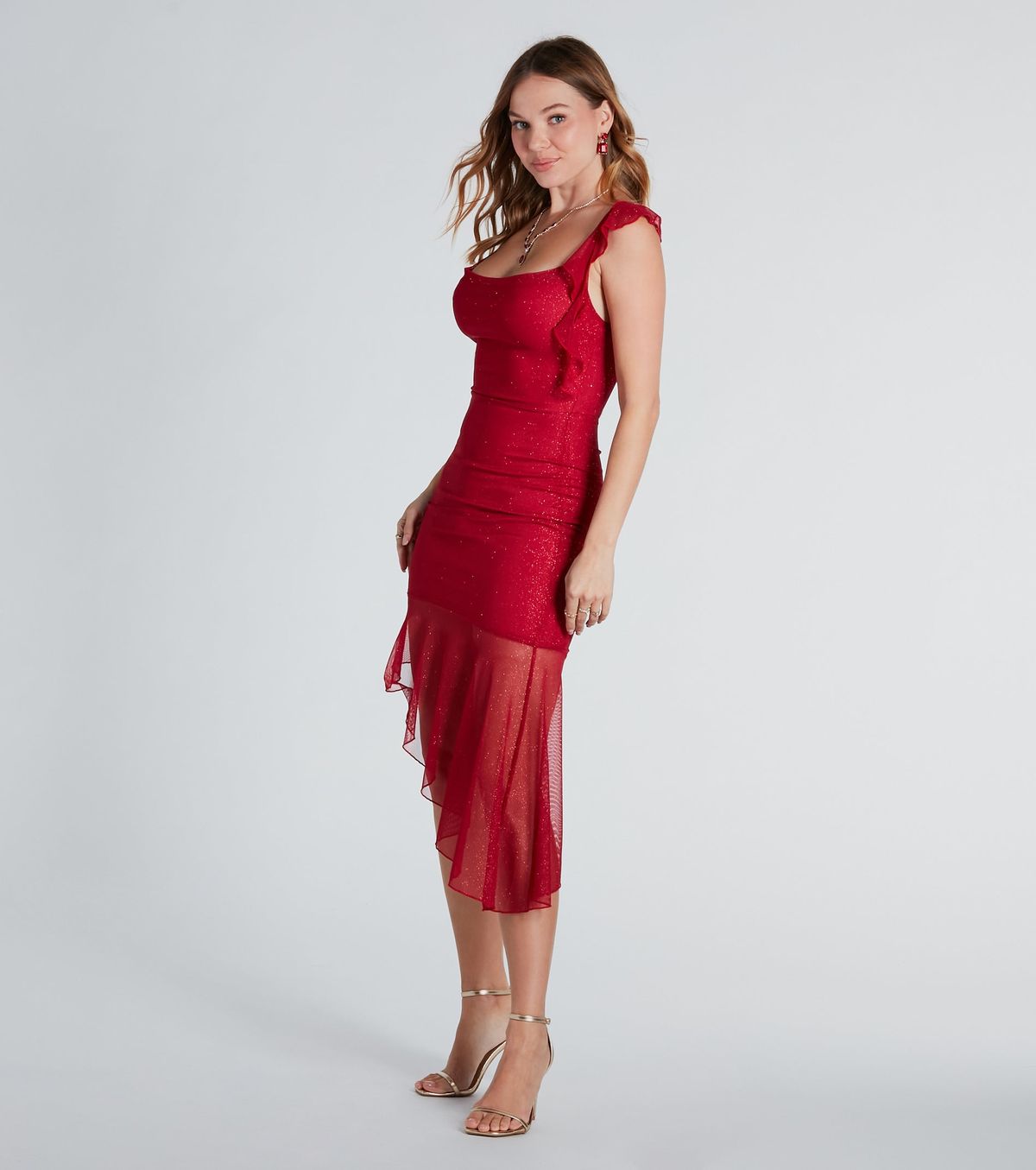 Style 05101-2705 Windsor Size L Sequined Red Cocktail Dress on Queenly