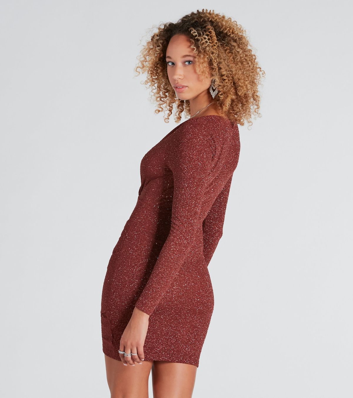 Style 05101-2766 Windsor Size XS Long Sleeve Brown Cocktail Dress on Queenly