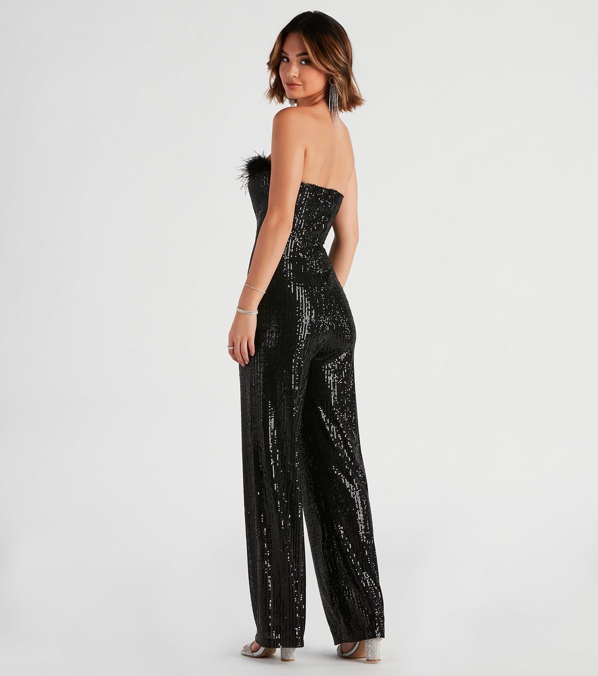 Sheer marabou cheap jumpsuit