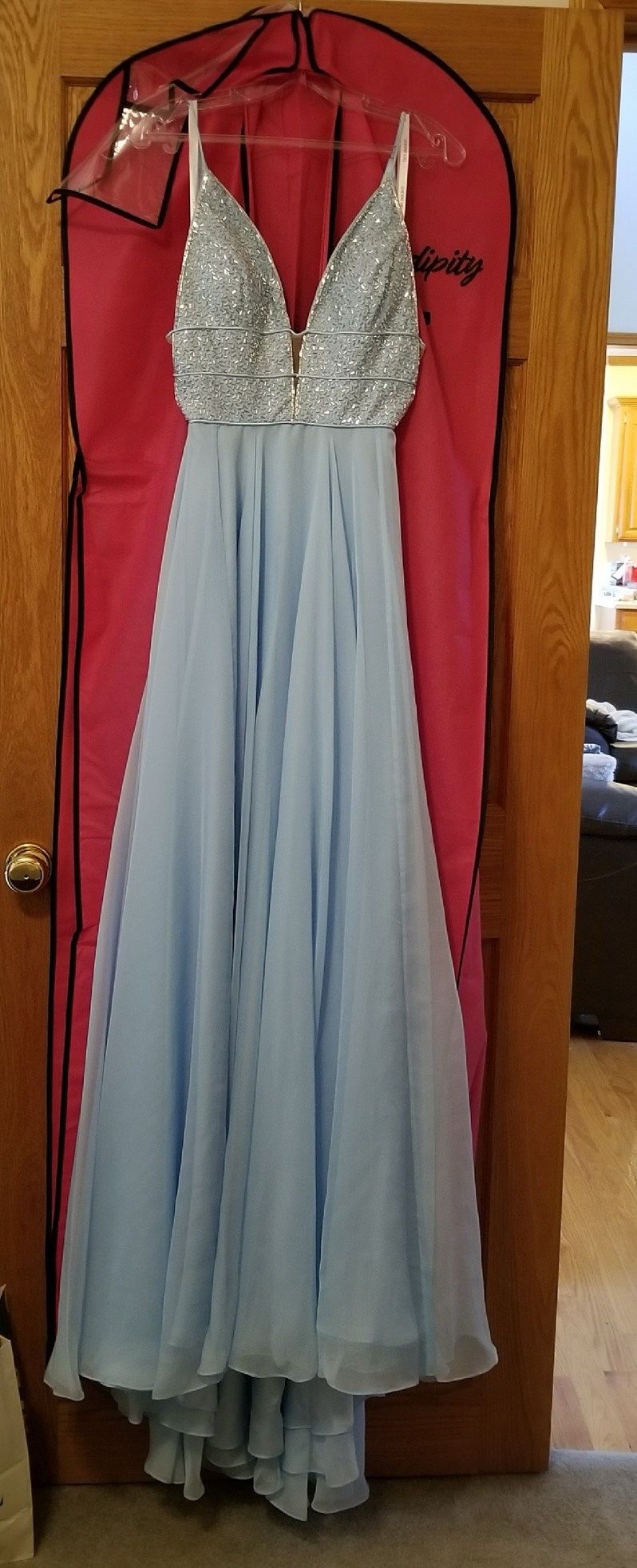 Sherri Hill Size 2 Bridesmaid Plunge Light Blue A-line Dress on Queenly