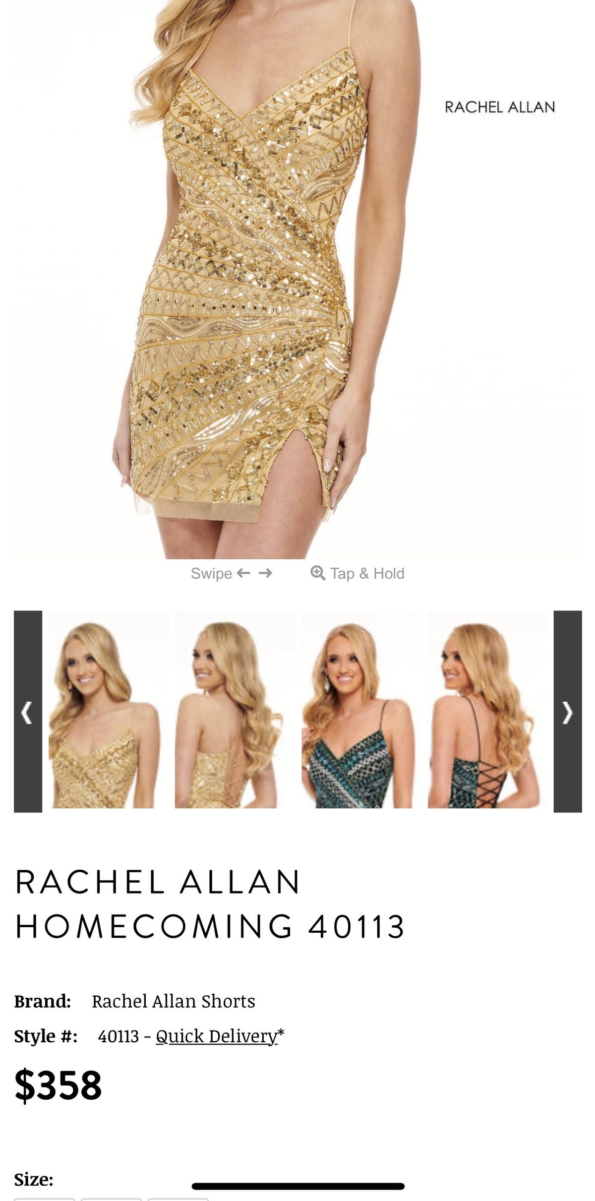 Style 40113 Rachel Allan Plus Size 16 Gold Cocktail Dress on Queenly