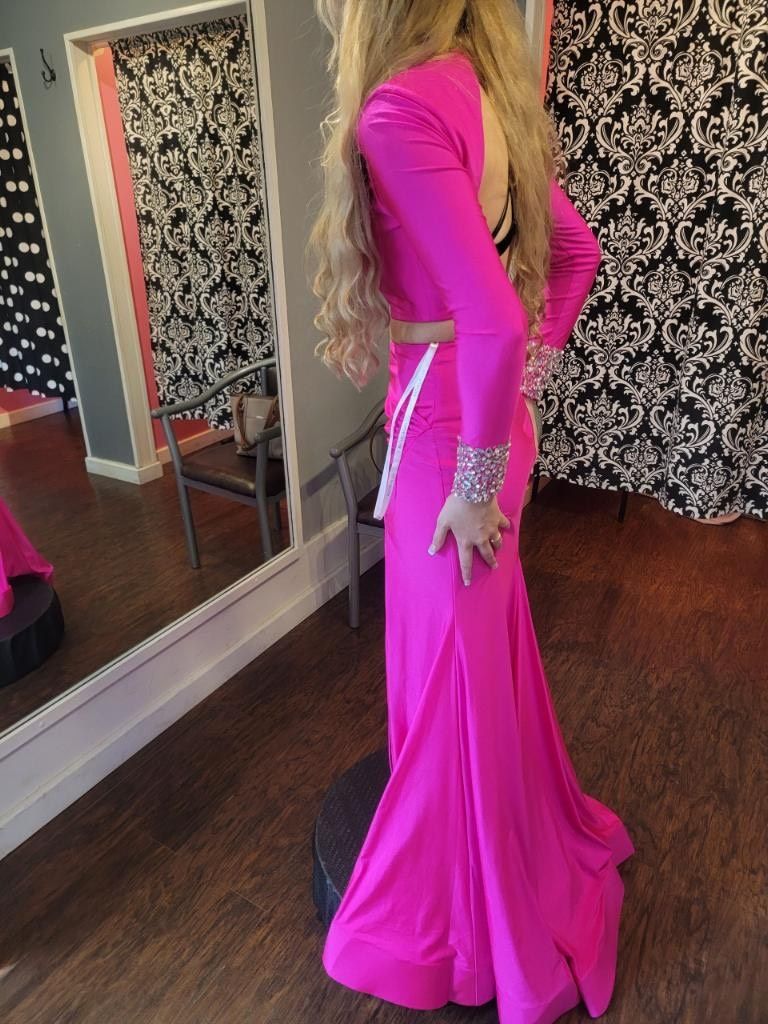 Rachel Allan Size 0 Prom Long Sleeve Pink Floor Length Maxi on Queenly