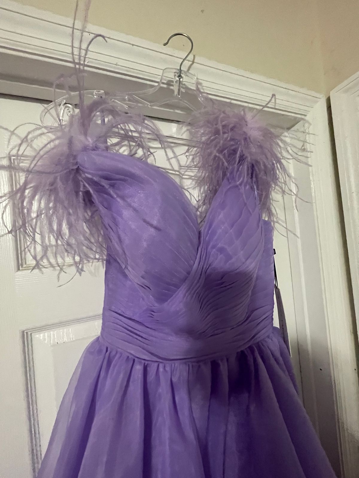 Ashley Lauren Size 6 Homecoming Plunge Purple Cocktail Dress on Queenly
