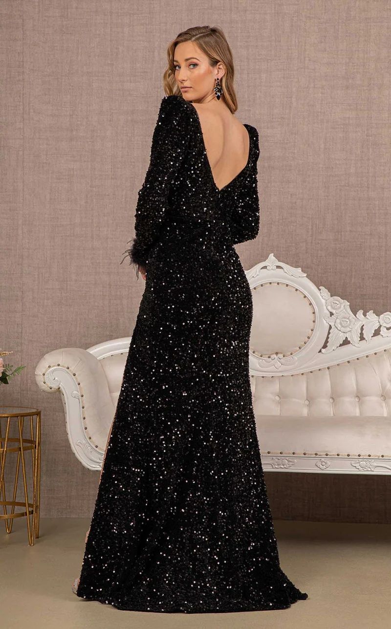 Style GL3122 Elizabeth K  Dress Size 12 Plunge Black Ball Gown on Queenly