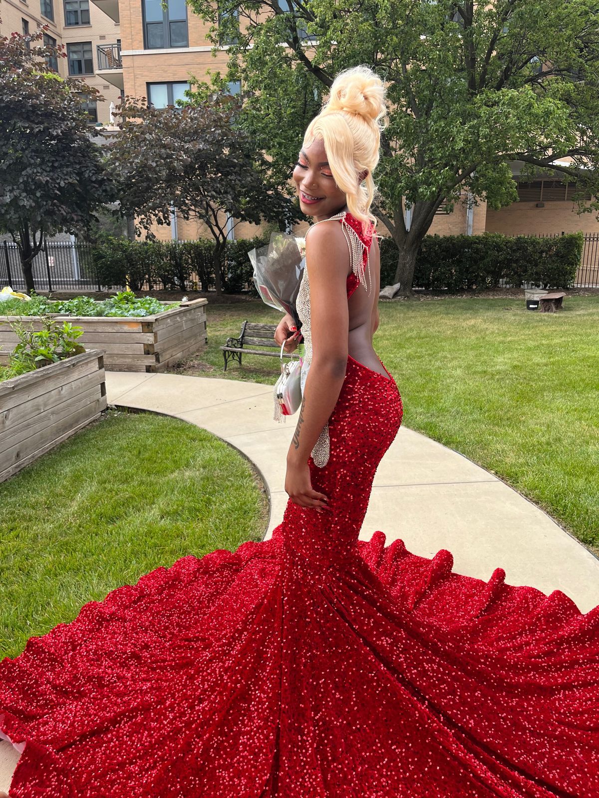 Size 8 Prom Velvet Red Mermaid Dress on Queenly