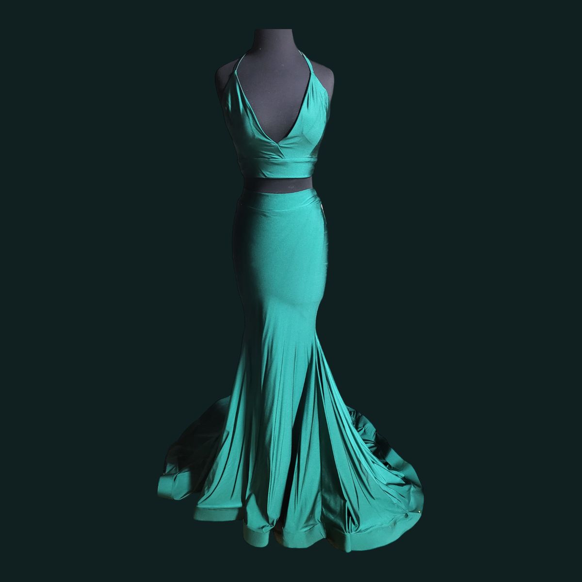 Style 557 Jessica Angel Size 2 Prom Halter Green Mermaid Dress on Queenly