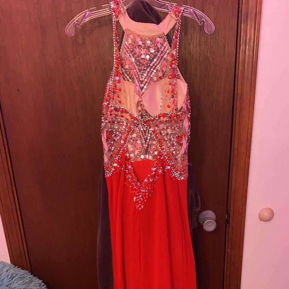 Blush Prom Size 2 High Neck Red Dress With Train on Queenly