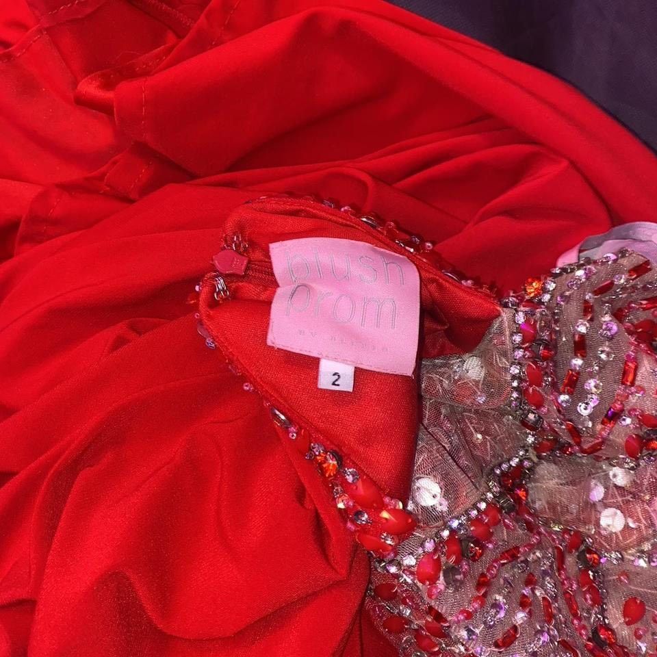 Blush Prom Size 2 High Neck Red Dress With Train on Queenly