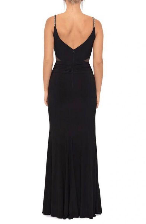 Xscape Size 10 Sequined Black Side Slit Dress on Queenly