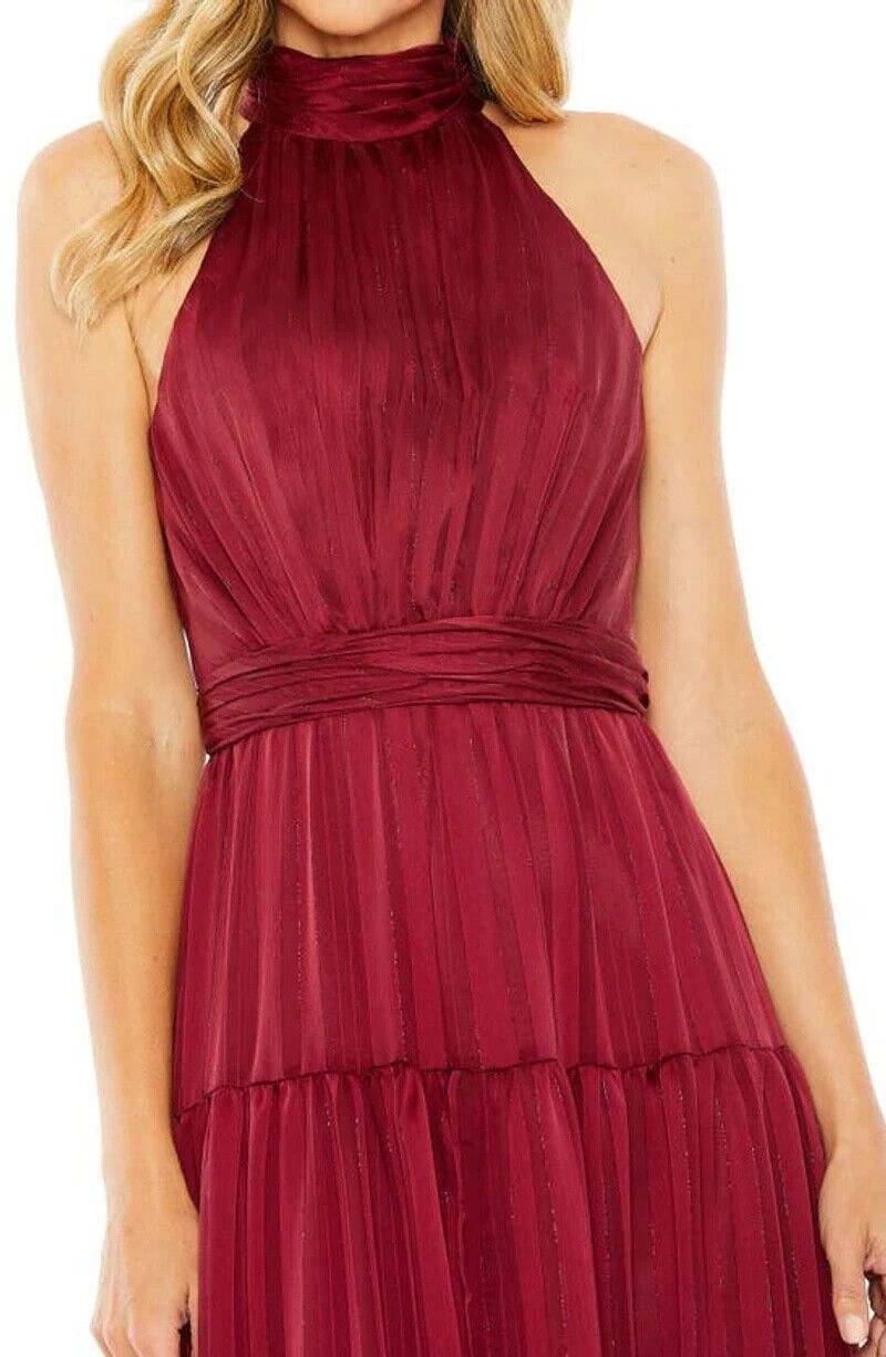 Mac Duggal Size 4 Halter Burgundy Red A-line Dress on Queenly